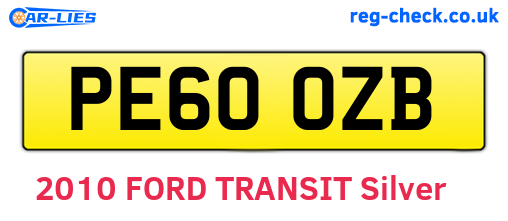 PE60OZB are the vehicle registration plates.