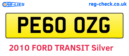PE60OZG are the vehicle registration plates.