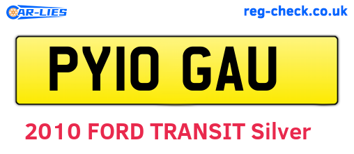PY10GAU are the vehicle registration plates.
