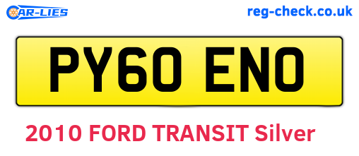 PY60ENO are the vehicle registration plates.