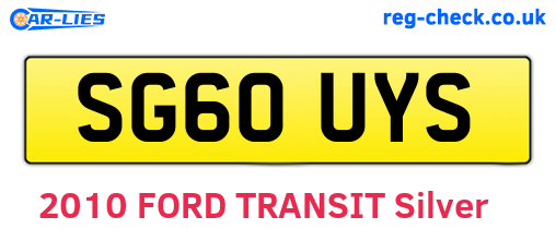 SG60UYS are the vehicle registration plates.