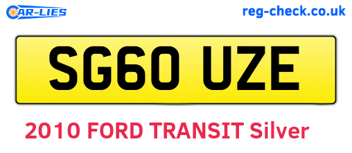 SG60UZE are the vehicle registration plates.