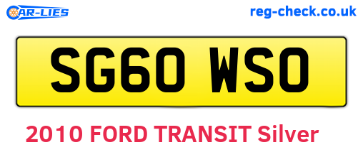 SG60WSO are the vehicle registration plates.