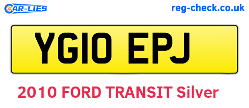 YG10EPJ are the vehicle registration plates.