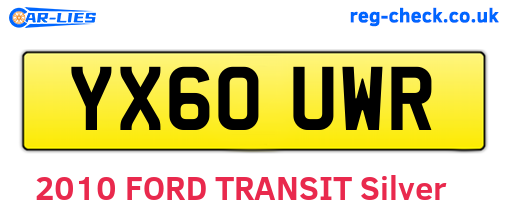 YX60UWR are the vehicle registration plates.