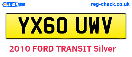YX60UWV are the vehicle registration plates.