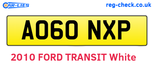 AO60NXP are the vehicle registration plates.