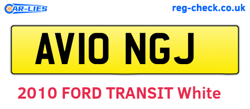 AV10NGJ are the vehicle registration plates.