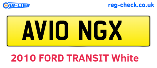AV10NGX are the vehicle registration plates.