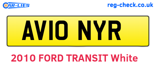 AV10NYR are the vehicle registration plates.