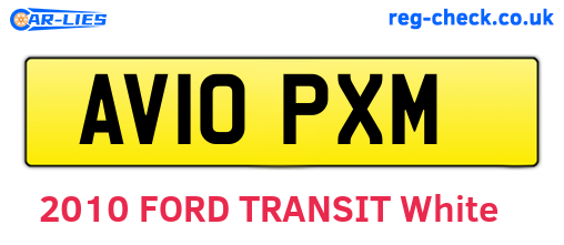 AV10PXM are the vehicle registration plates.