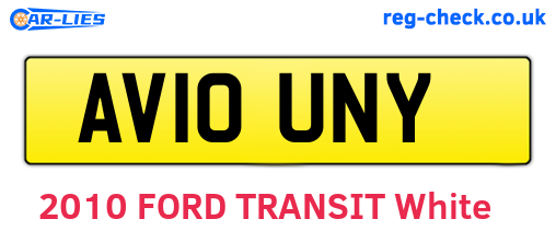 AV10UNY are the vehicle registration plates.