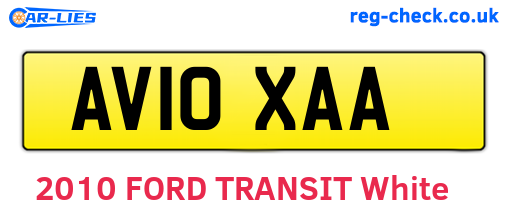 AV10XAA are the vehicle registration plates.