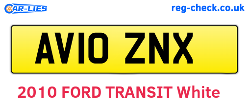 AV10ZNX are the vehicle registration plates.