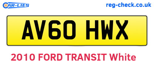 AV60HWX are the vehicle registration plates.