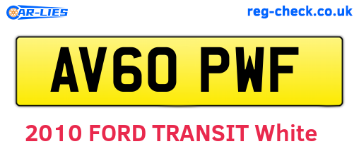 AV60PWF are the vehicle registration plates.