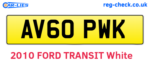 AV60PWK are the vehicle registration plates.