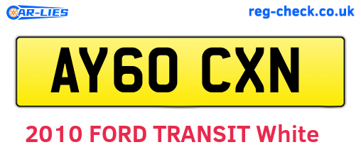 AY60CXN are the vehicle registration plates.