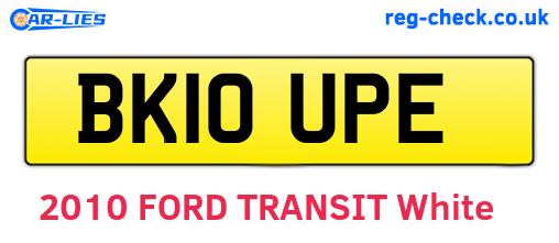 BK10UPE are the vehicle registration plates.