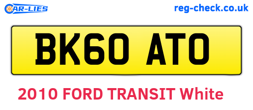 BK60ATO are the vehicle registration plates.