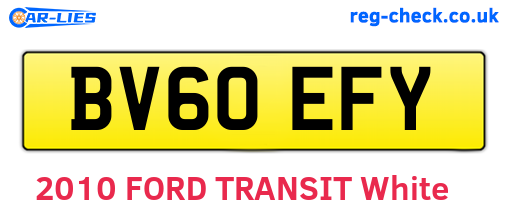 BV60EFY are the vehicle registration plates.