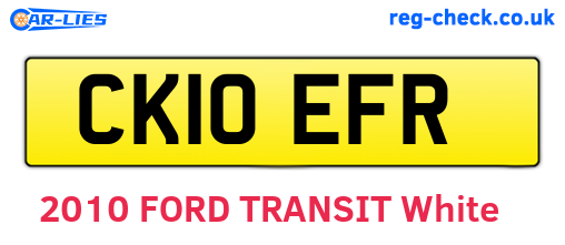 CK10EFR are the vehicle registration plates.