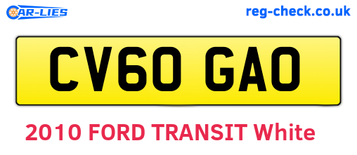 CV60GAO are the vehicle registration plates.