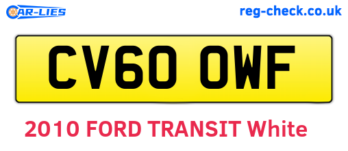 CV60OWF are the vehicle registration plates.