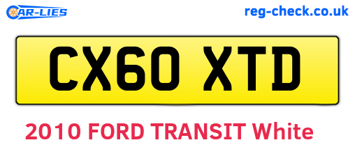 CX60XTD are the vehicle registration plates.