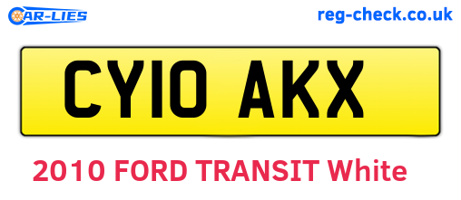 CY10AKX are the vehicle registration plates.