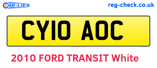 CY10AOC are the vehicle registration plates.