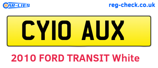 CY10AUX are the vehicle registration plates.