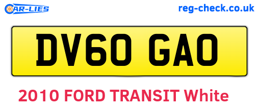 DV60GAO are the vehicle registration plates.