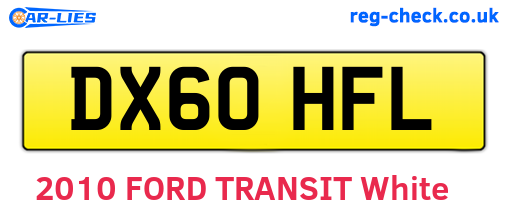 DX60HFL are the vehicle registration plates.