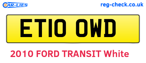 ET10OWD are the vehicle registration plates.