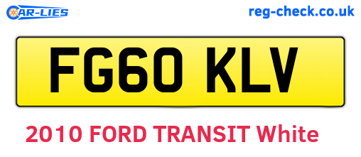 FG60KLV are the vehicle registration plates.