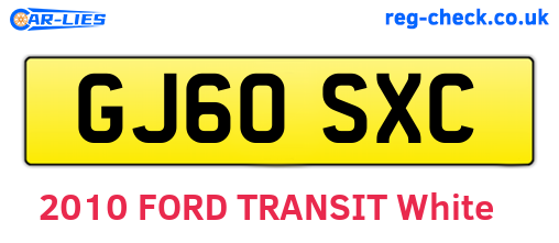 GJ60SXC are the vehicle registration plates.