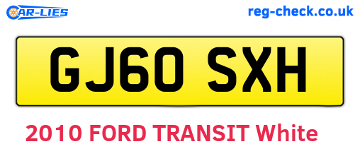 GJ60SXH are the vehicle registration plates.