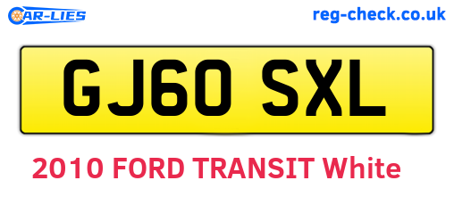 GJ60SXL are the vehicle registration plates.
