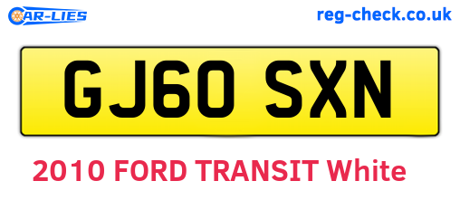 GJ60SXN are the vehicle registration plates.