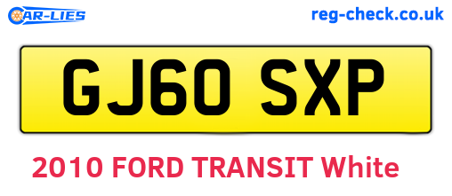 GJ60SXP are the vehicle registration plates.