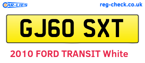 GJ60SXT are the vehicle registration plates.