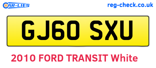 GJ60SXU are the vehicle registration plates.