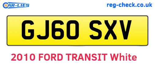 GJ60SXV are the vehicle registration plates.