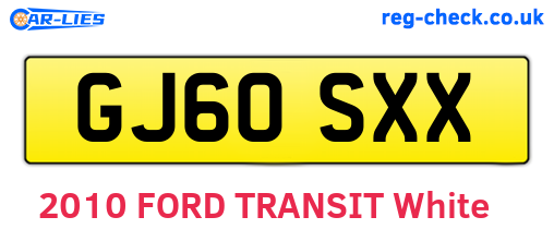 GJ60SXX are the vehicle registration plates.