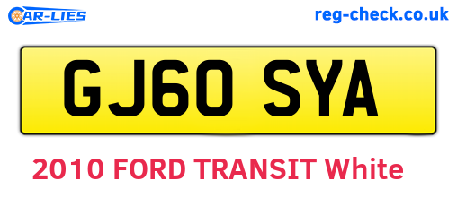 GJ60SYA are the vehicle registration plates.