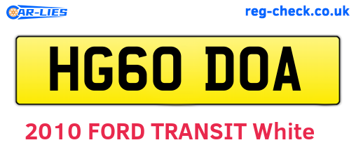 HG60DOA are the vehicle registration plates.
