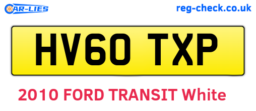 HV60TXP are the vehicle registration plates.