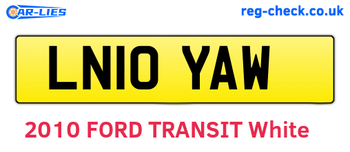 LN10YAW are the vehicle registration plates.