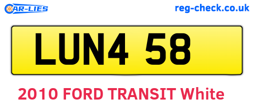 LUN458 are the vehicle registration plates.